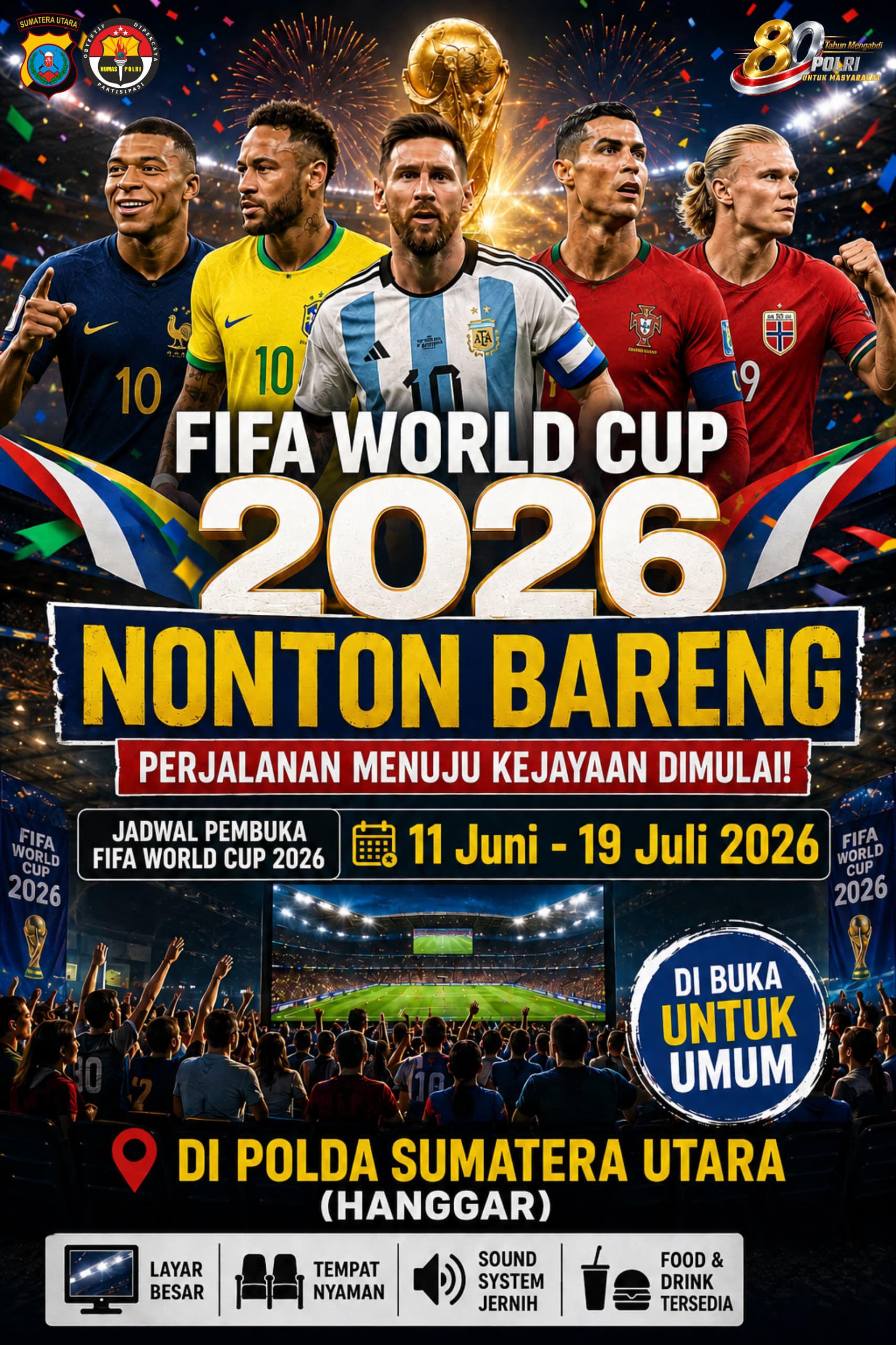 Piala Dunia 2026 Bergulir, Polda Sumut Buka Nobar Gratis hingga Laga Final