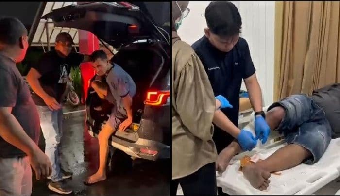 Kaki dua maling spesialis modus ganjal ATM terpaksa tertembus pelor polisi karena berusaha kabur saat akan ditangkap. (Istimewa)