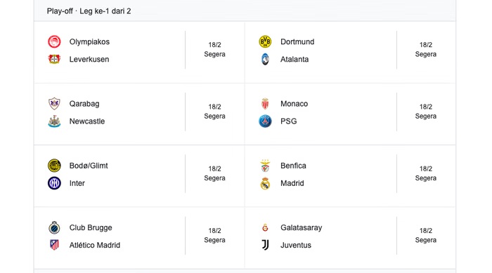 Drawing Liga Champions: Benfica vs Real Madrid Kembali Bertemu di Play-off
