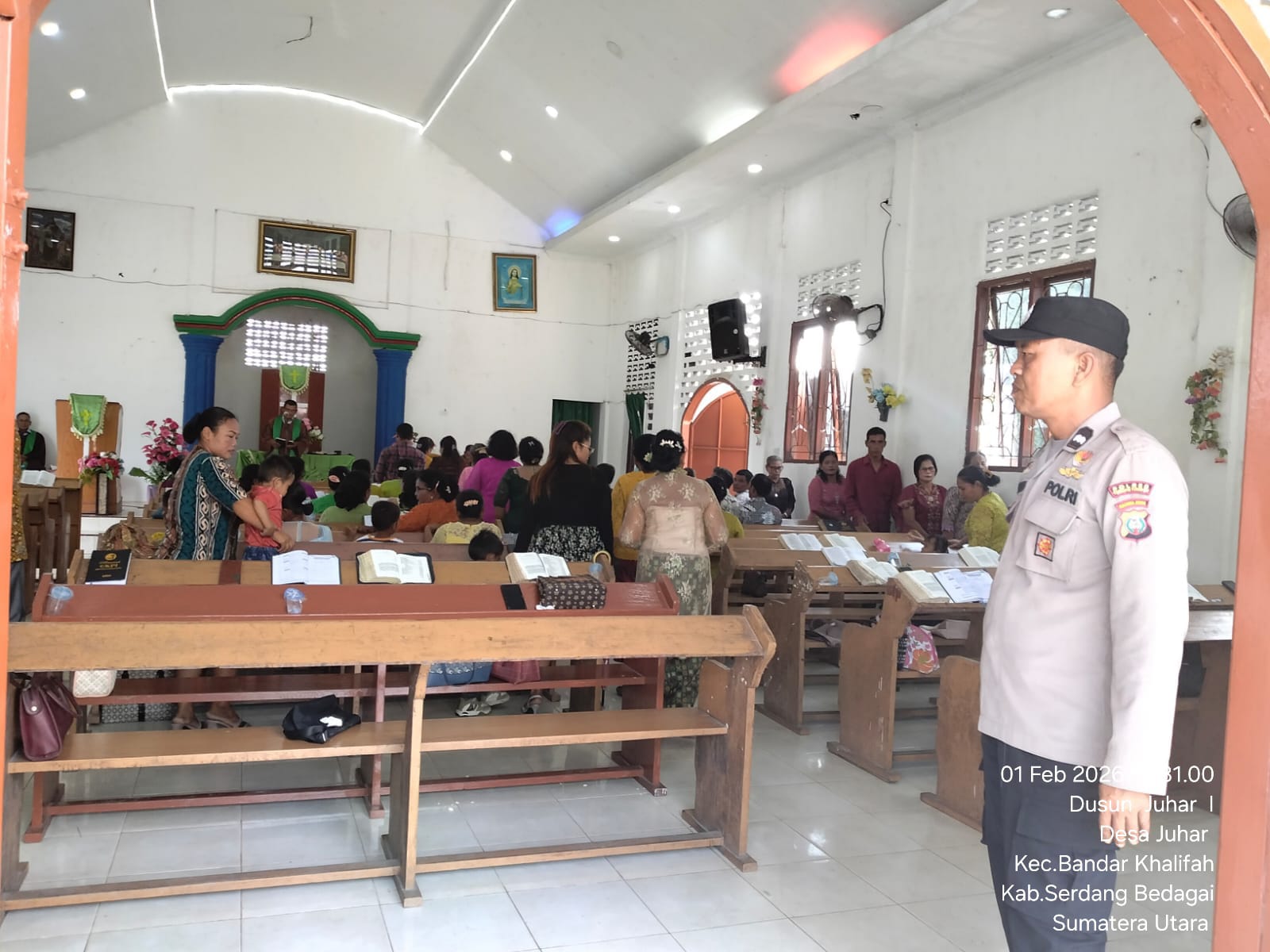 Polisi Gelar Pengamanan Ibadah Minggu di Bandar Khalipah