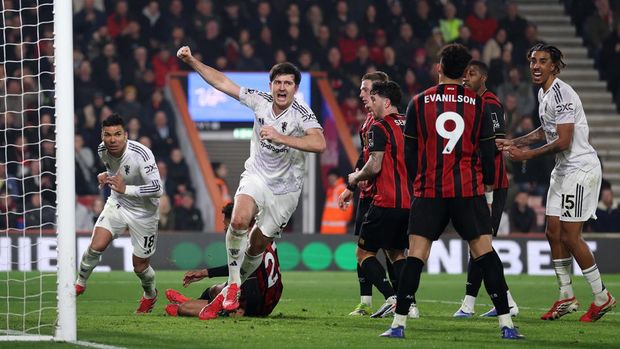 Manchester United Ditahan Bournemouth 2-2, Maguire Kena Kartu Merah