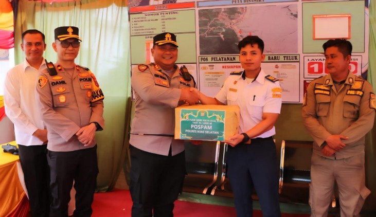 Kapolres Nisel Tinjau Pospam Lebaran di Lagundri–Teluk Dalam