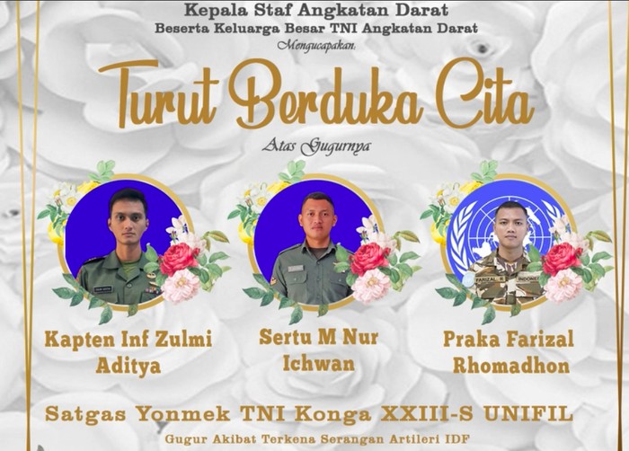 Tiga Prajurit TNI Gugur di Lebanon, Ini Rincian Santunan dan Hak Keluarga