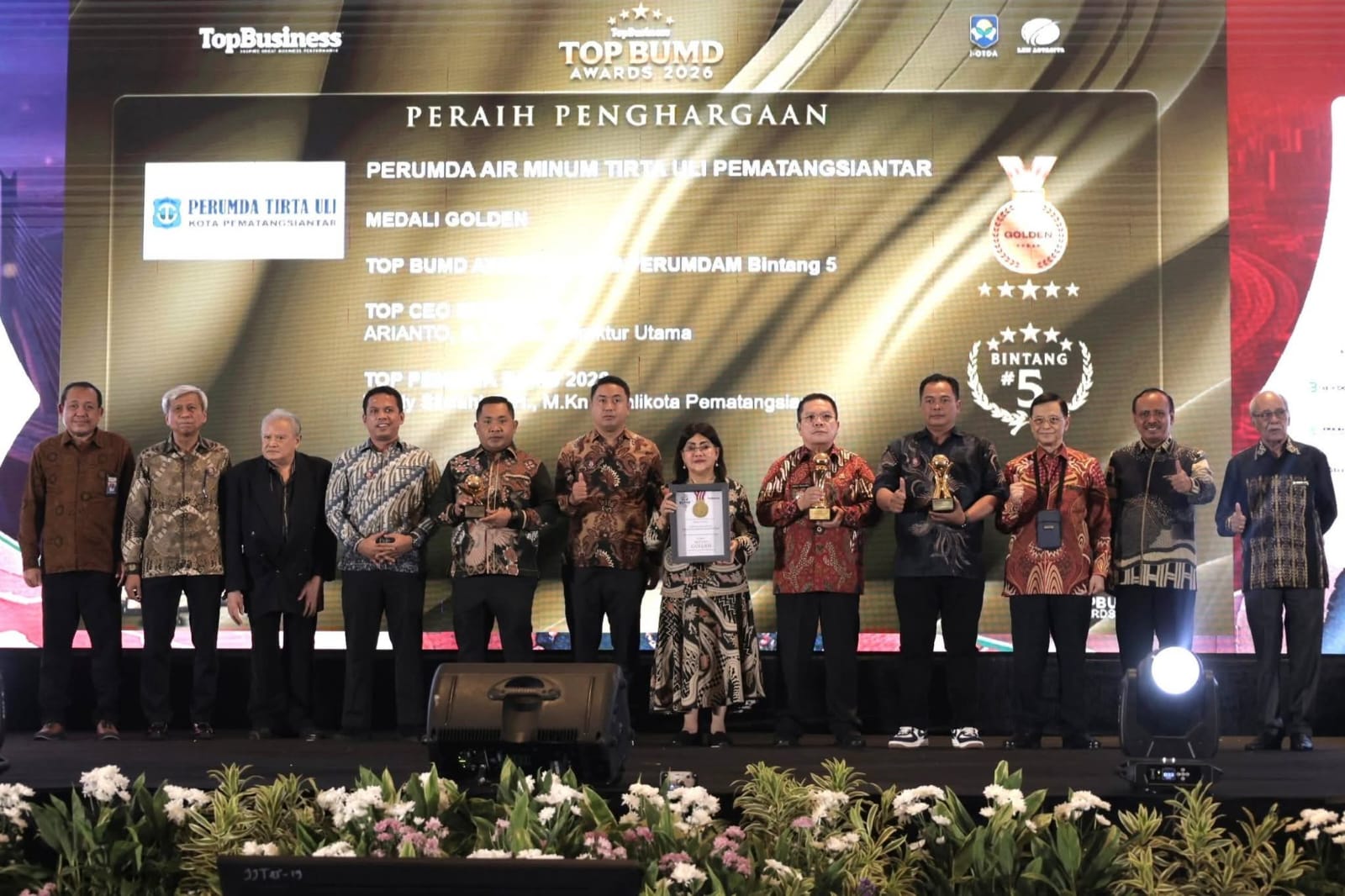Perumda Tirta Uli Raih Empat Penghargaan di TOP BUMD Awards 2026, Wali Kota Pematangsiantar Turut Dianugerahi TOP Pembina
