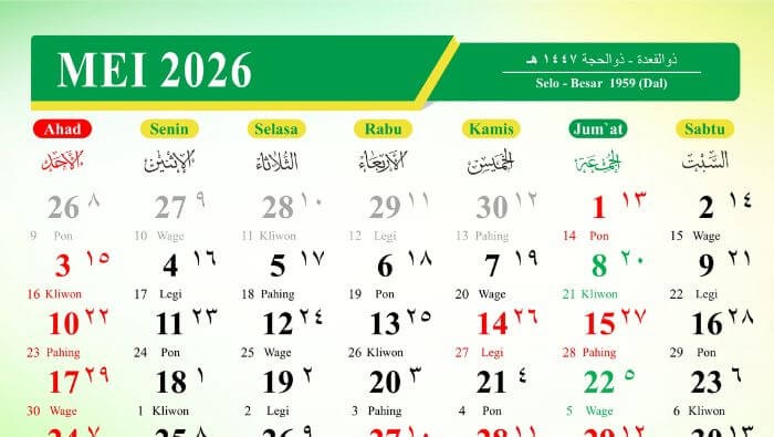Jadwal Libur Mei 2026: Ada 3 Long Weekend, Bisa Libur hingga 6 Hari