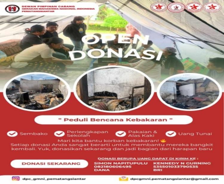 GMNI Pematangsiantar Galang Dana untuk Korban Kebakaran Siopat Suhu