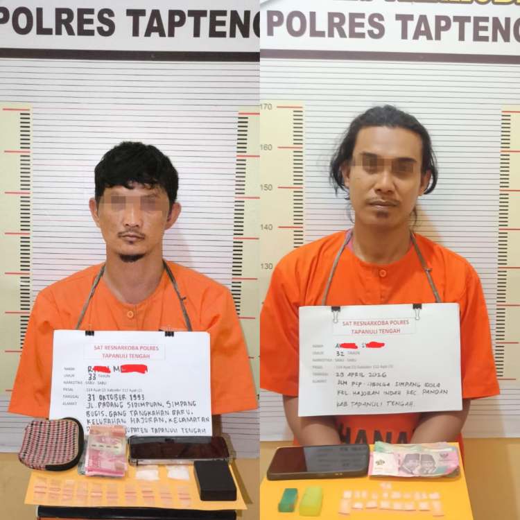 Sehari Dua Pengedar Sabu Ditangkap Polisi di Tapteng, Puluhan Paket Diamankan