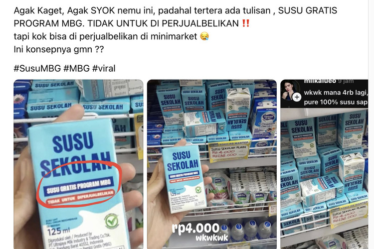 Viral! Susu Gratis Program MBG Dijual di Minimarket, Ini Penjelasan Ultrajaya dan BGN