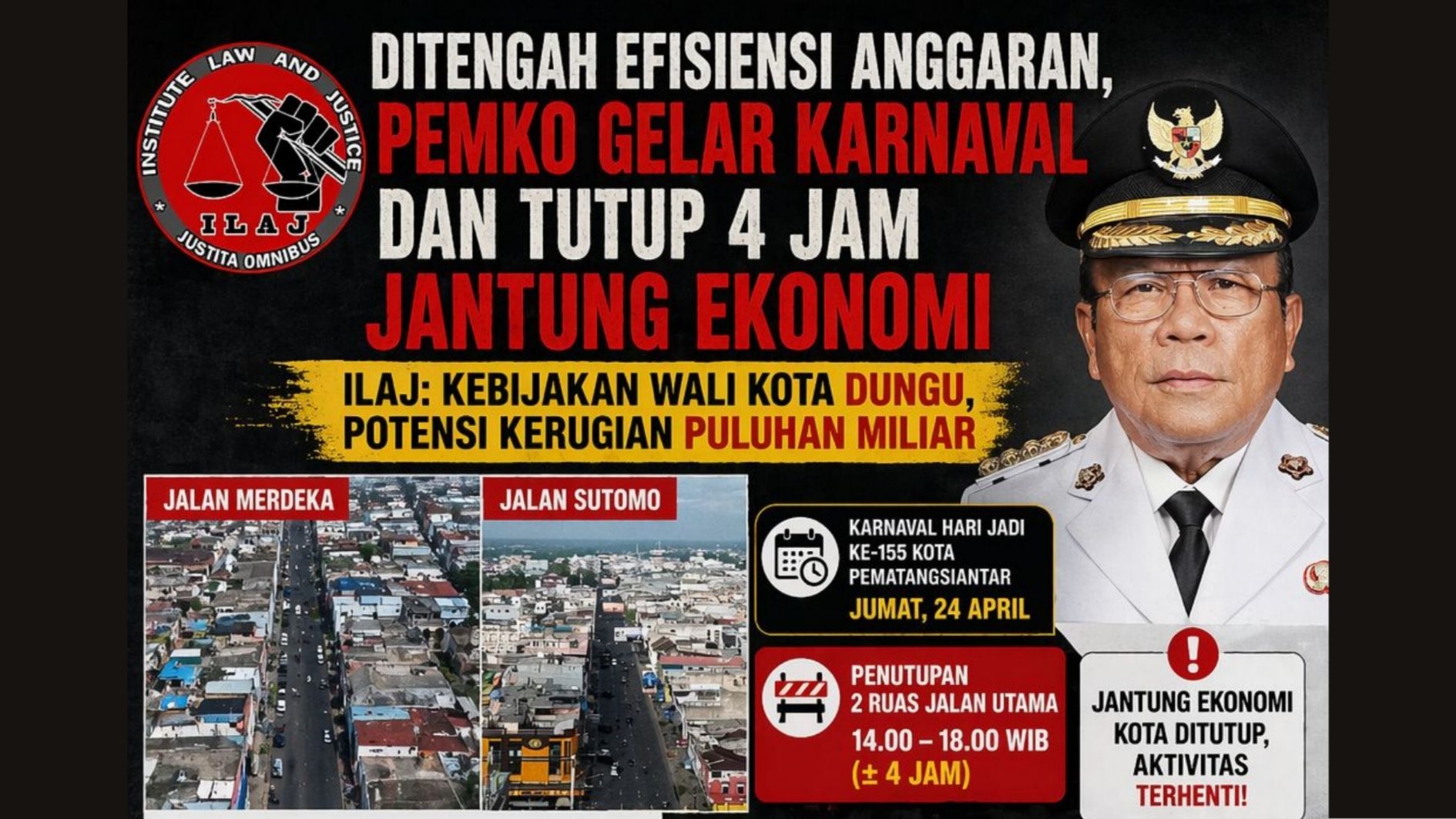Penutupan Jalan saat Karnaval HUT ke-155 Pematangsiantar Disorot, Dinilai Berpotensi Ganggu Aktivitas Ekonomi