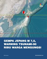 Gempa M 7,4 Guncang Jepang, Peringatan Tsunami 3 Meter Dikeluarkan