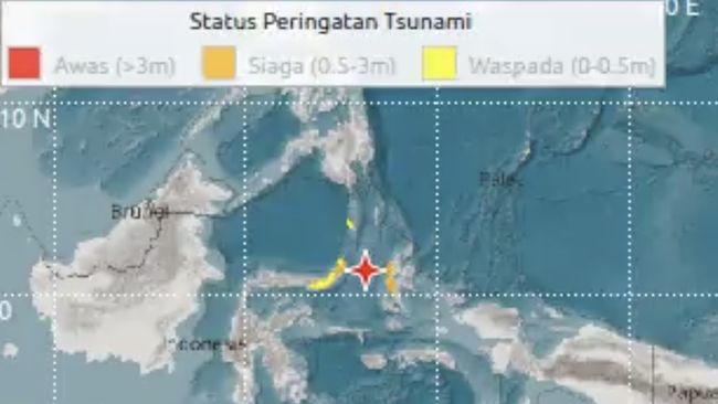 Gempa M 7,6 Guncang Sulawesi Utara, Gelombang Tsunami Terdeteksi di Lima Wilayah