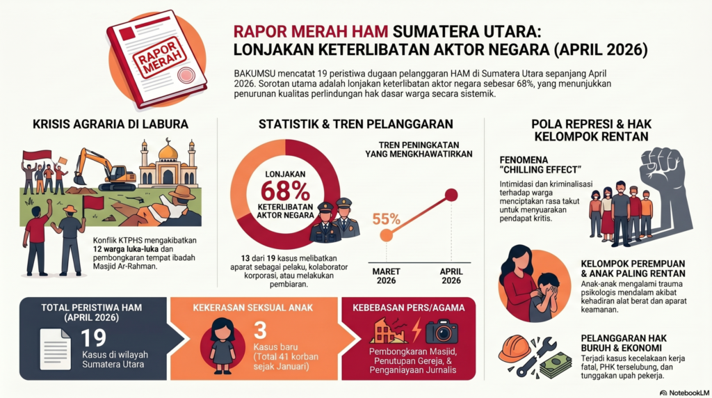BAKUMSU: 68% Pelanggaran HAM di Sumut Sepanjang April 2026 Libatkan Aktor Negara