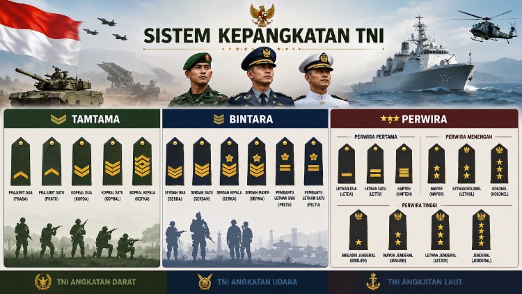 Ini Urutan Pangkat di TNI