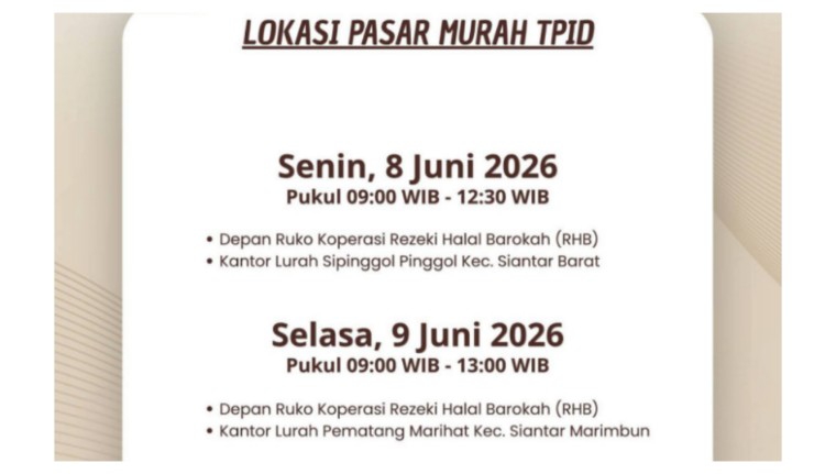 Bulog Siapkan 4 Ton Beras dan 1.440 Liter Minyakita, Ini Lokasi Pasar Murah di Siantar