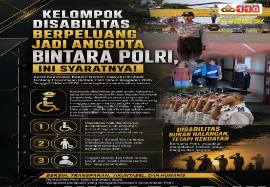 Kabar Baik! Penyandang Disabilitas Kini Bisa Daftar Bintara Polri 2026