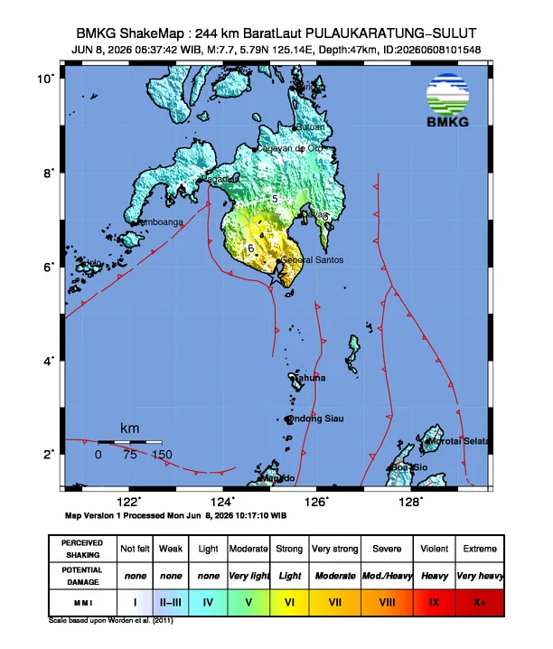BMKG: Tsunami Teramati di 9 Wilayah Indonesia Pascagempa M7,7 Filipina